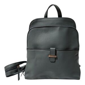 Elegant Gray Leather Backpack
